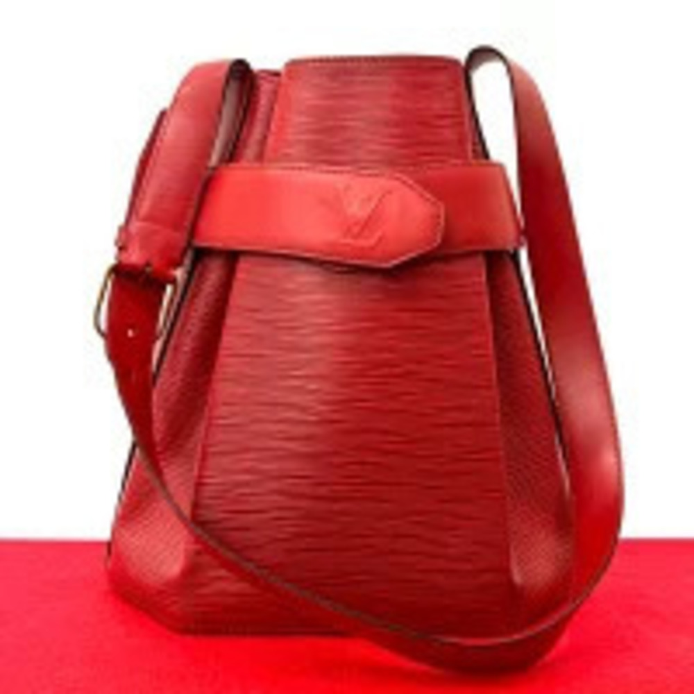 Louis Vuitton Sac Depaule Epi Leather Shoulder Bag Tote Red